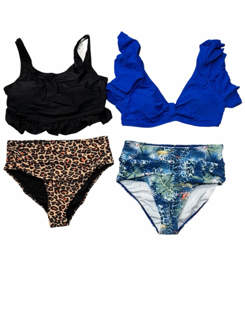 High Waist Bikini Bundle Ruffle Detail Tops Swim Size Large BUNDLE
